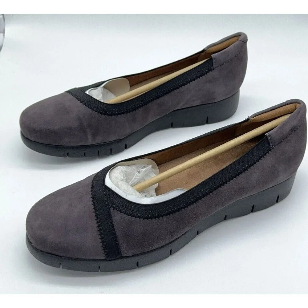 Clarks Artisan Nubuck Leather Slip On Shoes Daelyn Hill Purple Grey Platform 9 M - Picture 6 of 12